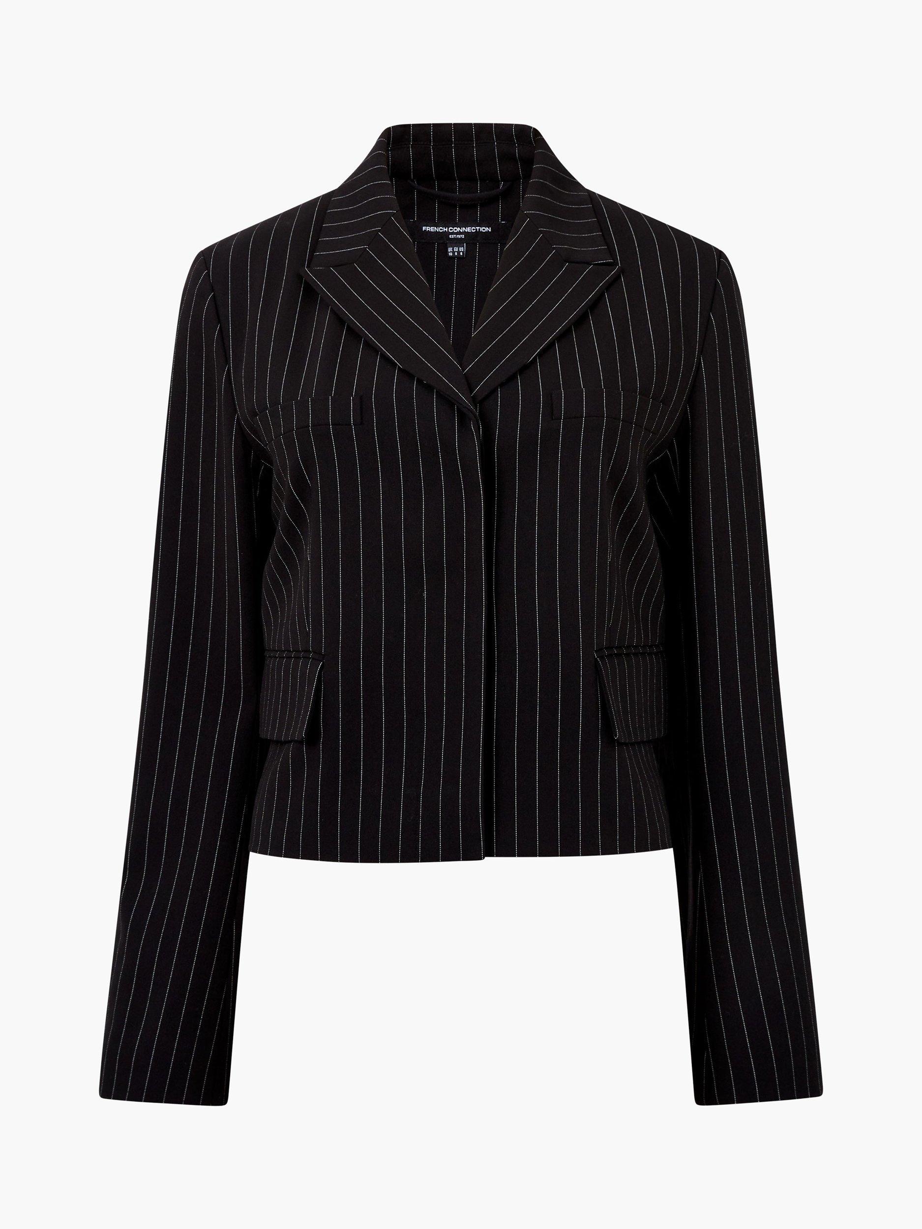 Product image 5 of 5, which shows French Connection Morgan Pinstripe Cropped Blazer, Black/Multi, 12