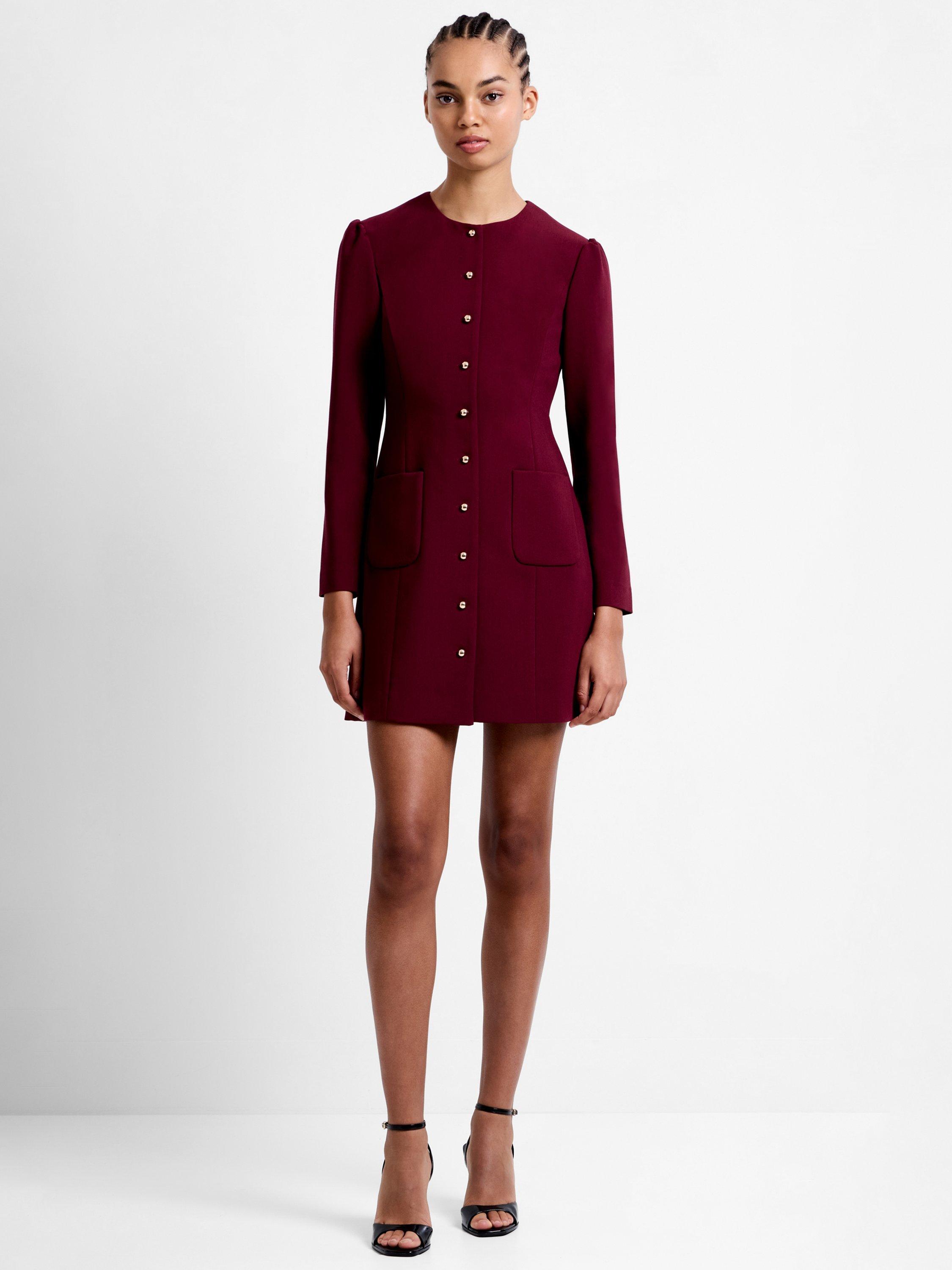 Product image 3 of 5, which shows French Connection Celie Shirt Mini Dress, Red, 6