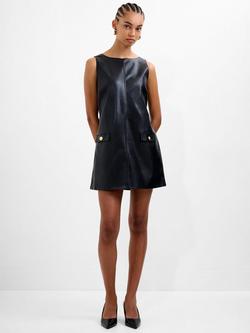 French Connection Dessa Faux Leather Sleeveless Mini Dress, Black - view 2, Black