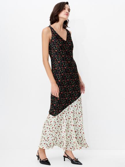 French Connection Julia Colour Block Ditsy Floral Dress, Black/Multi - view 2, Black/Multi