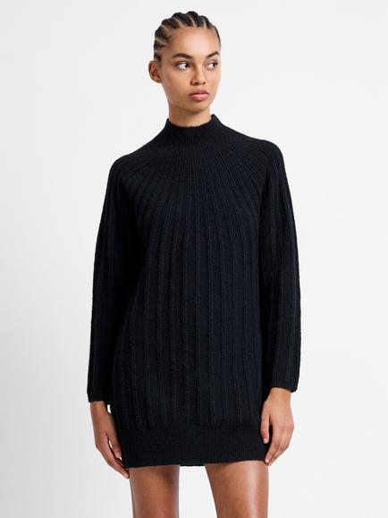 French Connection Kezia Grown On Neck Knitted Dress, Black, Black