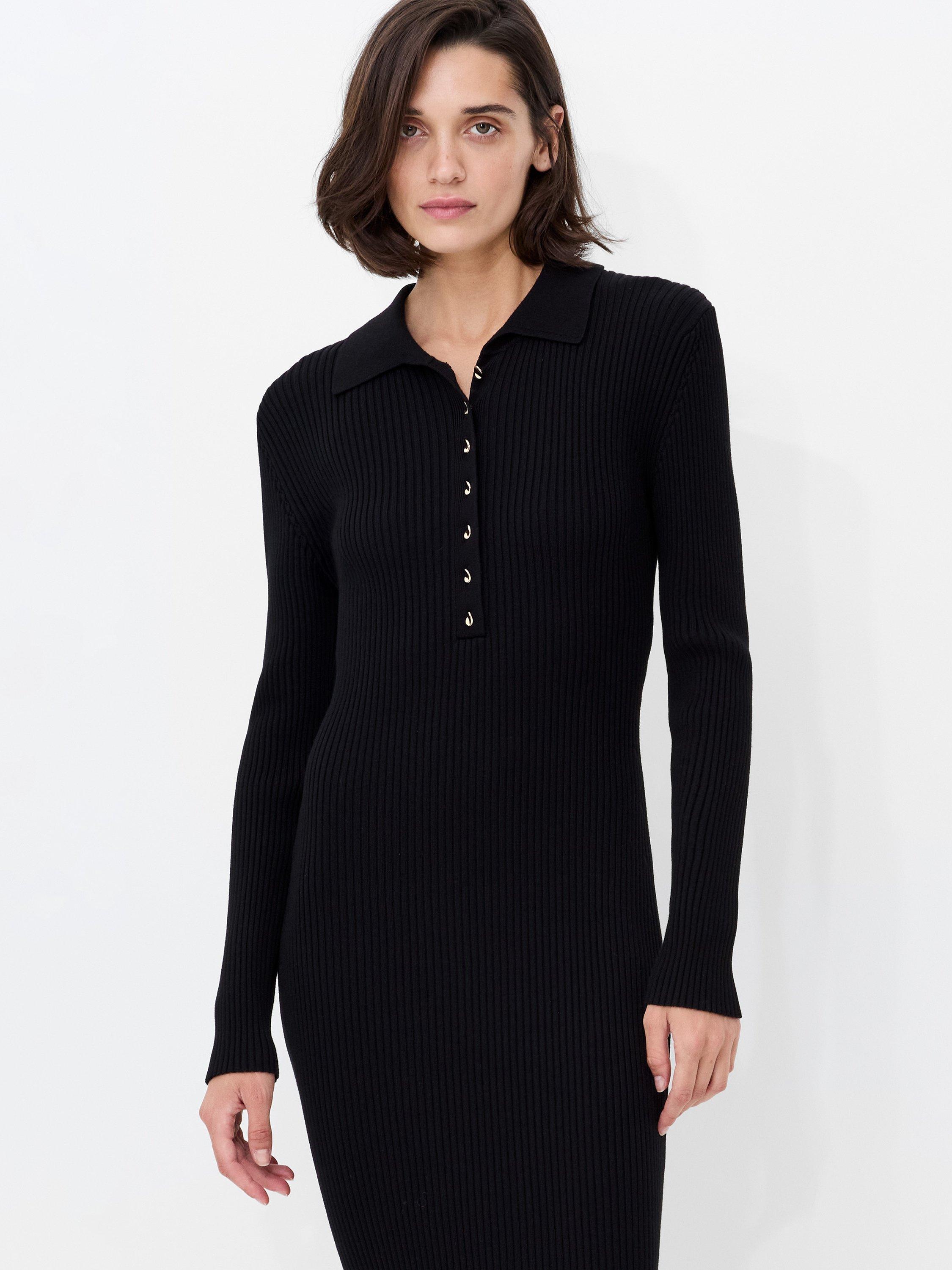 Product image 2 of 5, which shows French Connection Mari Knitted Midi Dress, Black, XS