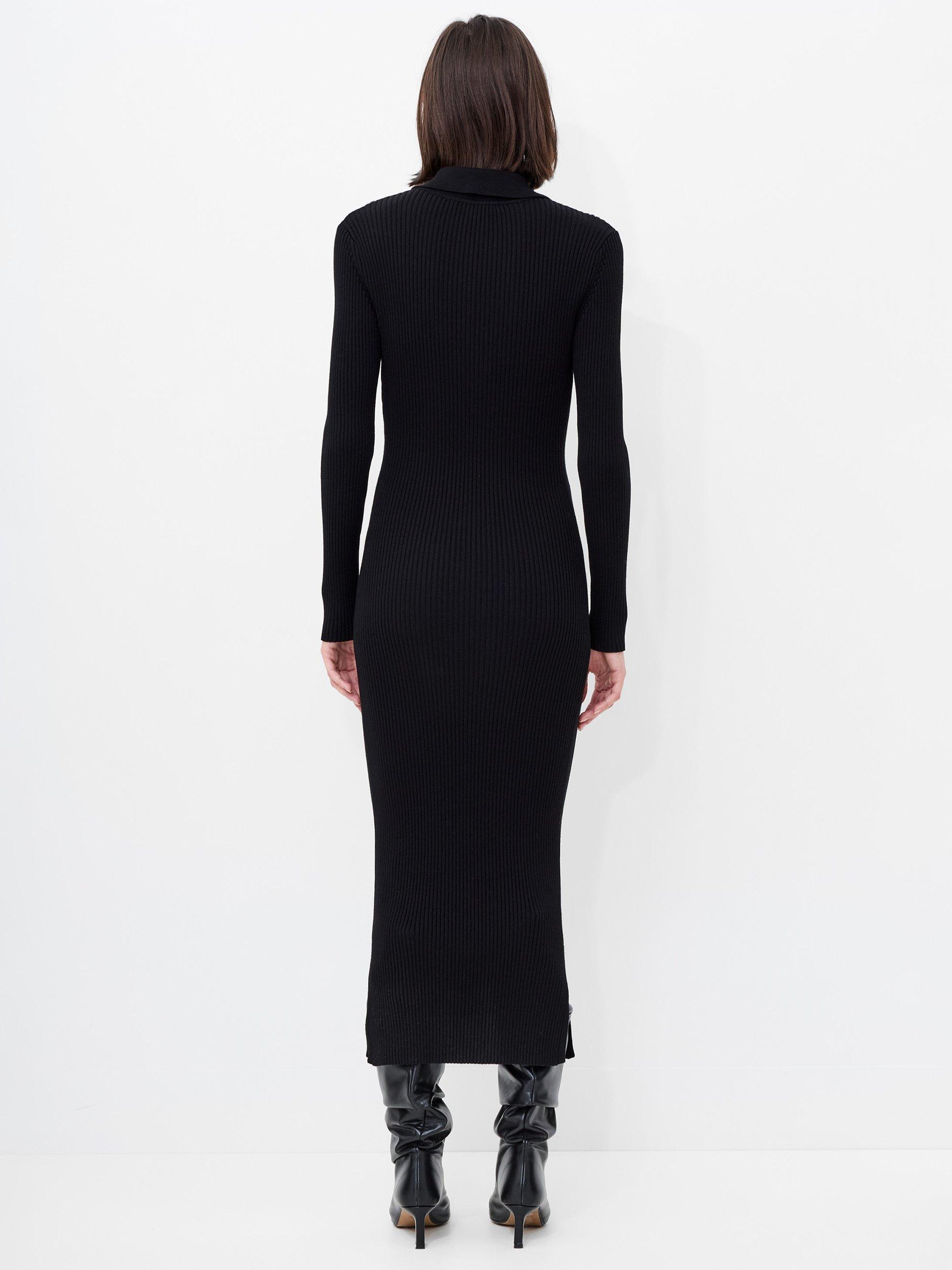 Product image 4 of 5, which shows French Connection Mari Knitted Midi Dress, Black, XS