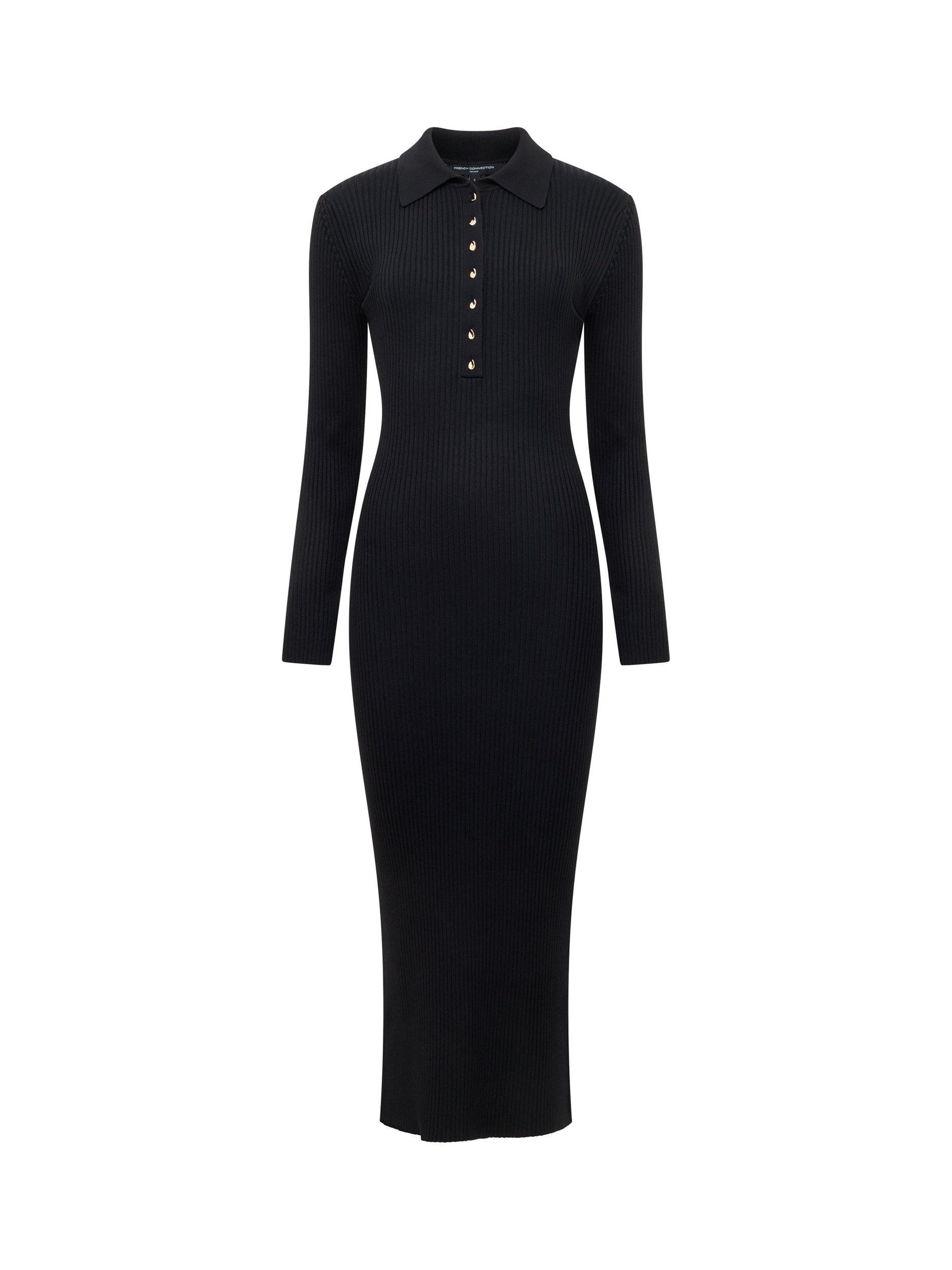 Product image 5 of 5, which shows French Connection Mari Knitted Midi Dress, Black, XS