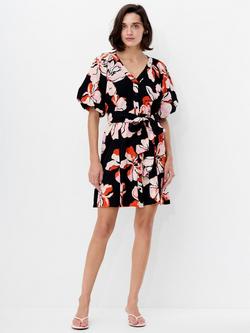 French Connection Milani Floral Seersucker Mini Dress, Black/Multi - view 2, Black/Multi