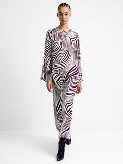 French Connection Ziggy Lara Tie Back Maxi Dress, Bordeaux/Porcelain, Bordeaux/Porcelain