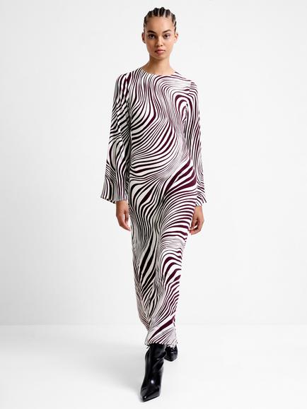 French Connection Ziggy Lara Tie Back Maxi Dress, Bordeaux/Porcelain, Bordeaux/Porcelain
