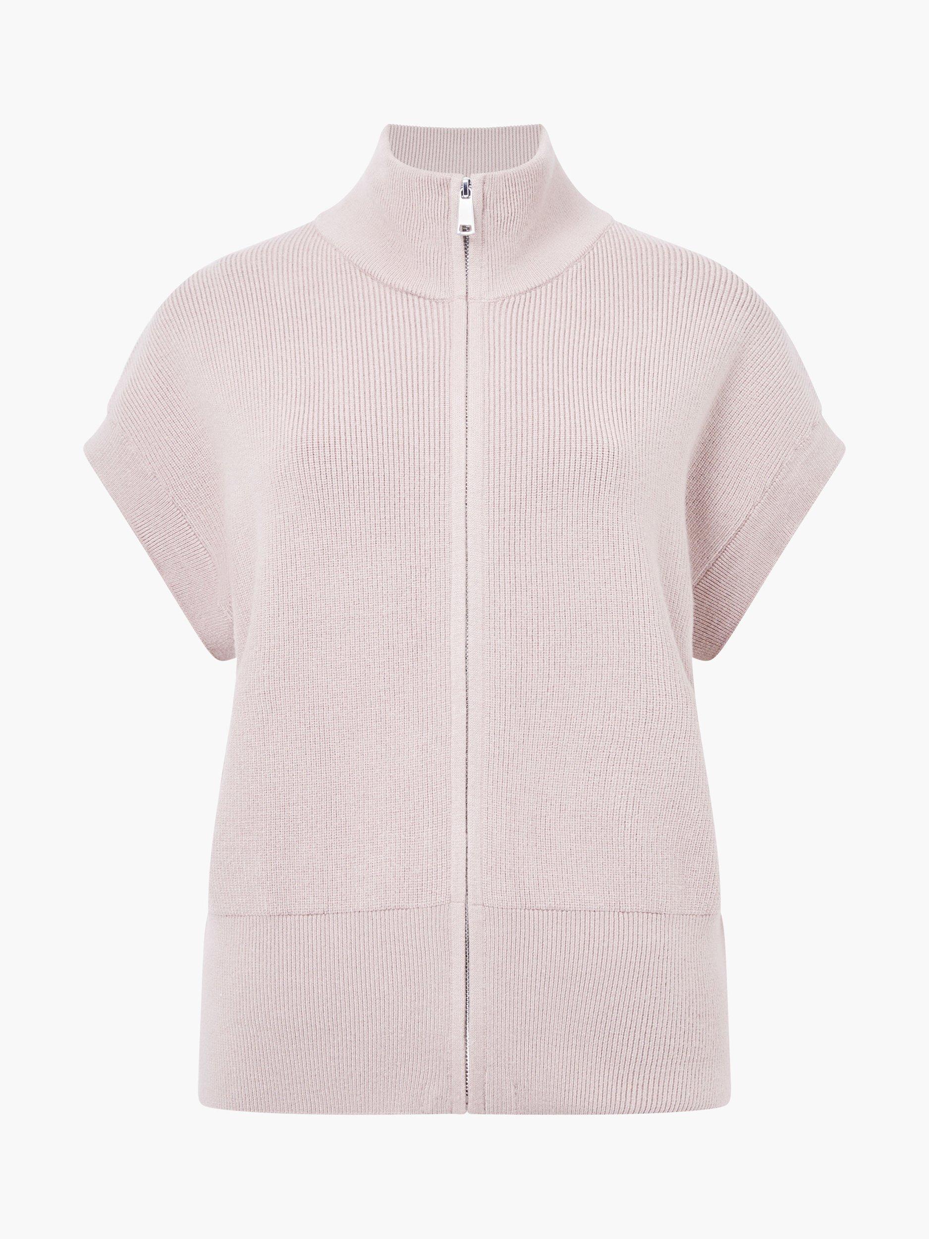 Product image 5 of 5, which shows French Connection Ava Knit Zip Through Sleeveless Vest, Neutral Taupe, XS