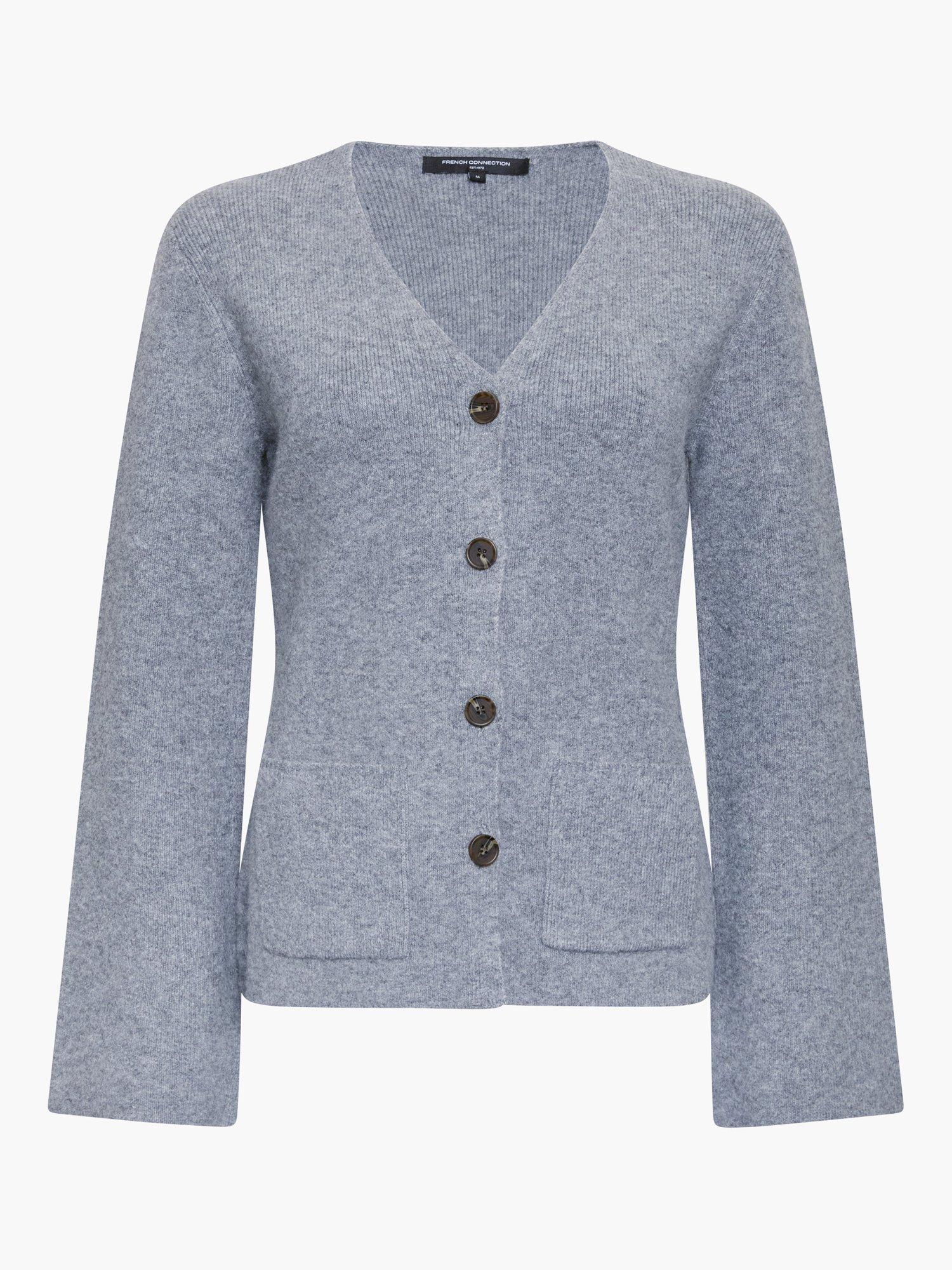 Product image 5 of 5, which shows French Connection Ellie V-Neck Cardigan, Mid Grey Melange, XS