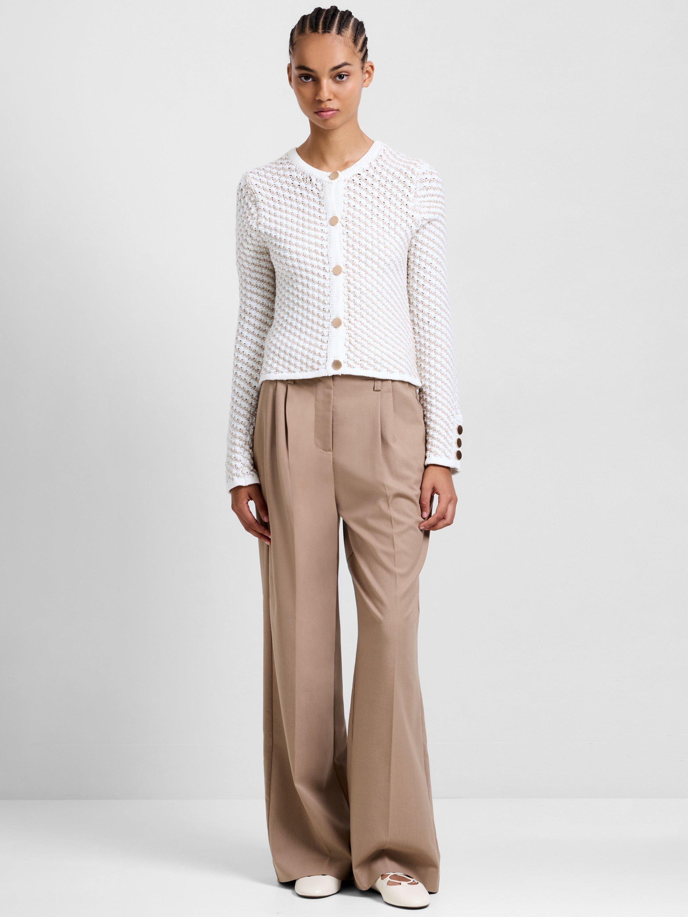 Product image 3 of 5, which shows French Connection Janai Textured Knit Cardigan, White/Multi, S