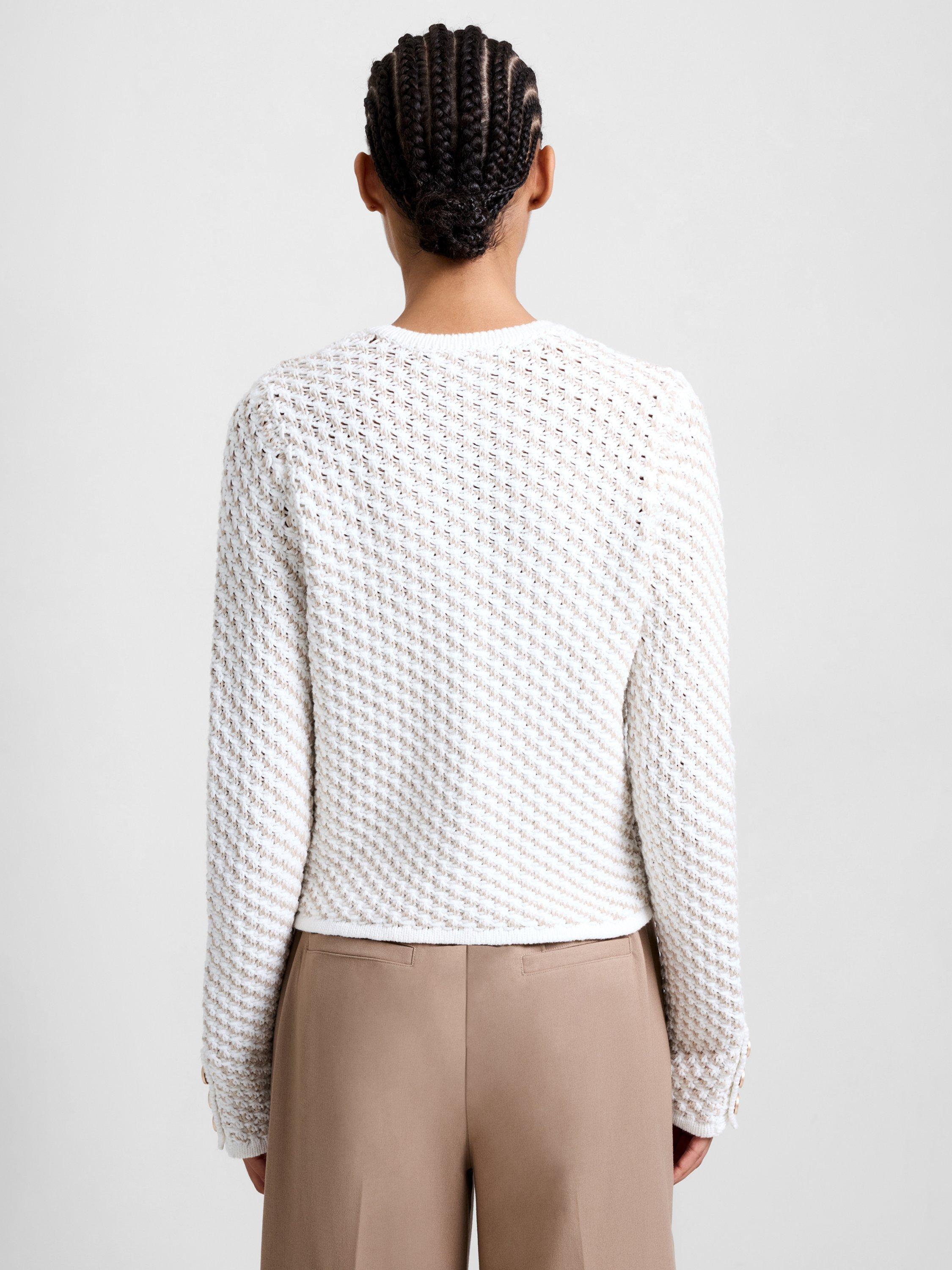 Product image 4 of 5, which shows French Connection Janai Textured Knit Cardigan, White/Multi, S