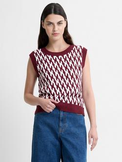French Connection Klara Abstract Stripe Tank Top, Bordeaux/Porcelain, Bordeaux/Porcelain