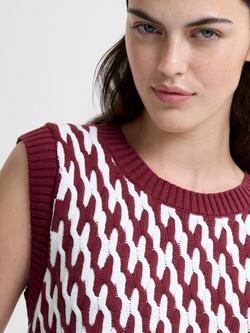 French Connection Klara Abstract Stripe Tank Top, Bordeaux/Porcelain - view 2, Bordeaux/Porcelain