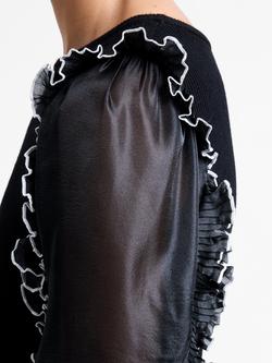 French Connection Krista Ruffle Trim Top, Blackout - view 2, Blackout