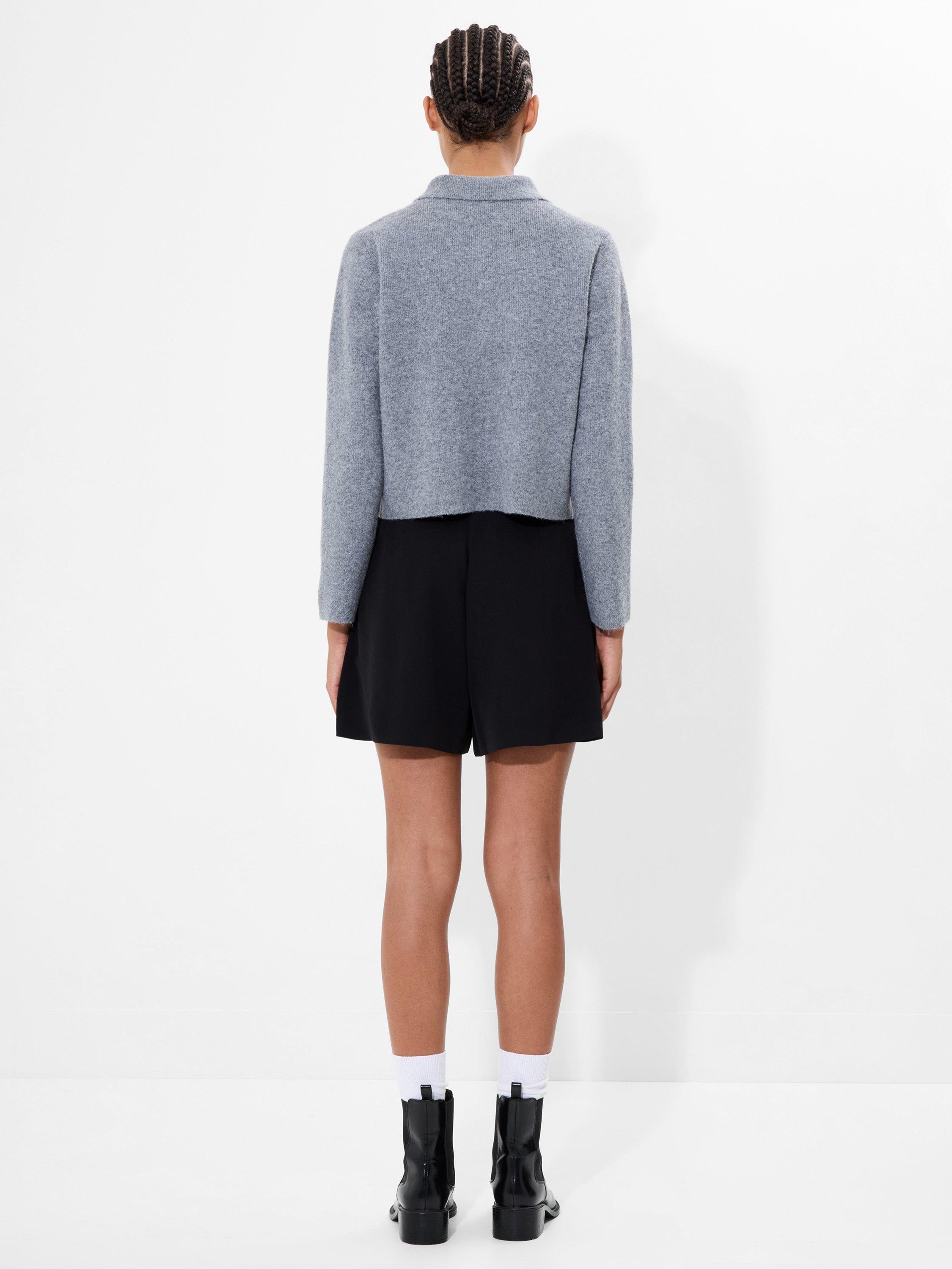 Product image 5 of 6, which shows French Connection Ellie Collared Cropped Cardigan, Mid Grey Melange, L