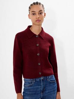 French Connection Ellie Collared Cropped Cardigan, Cabernet