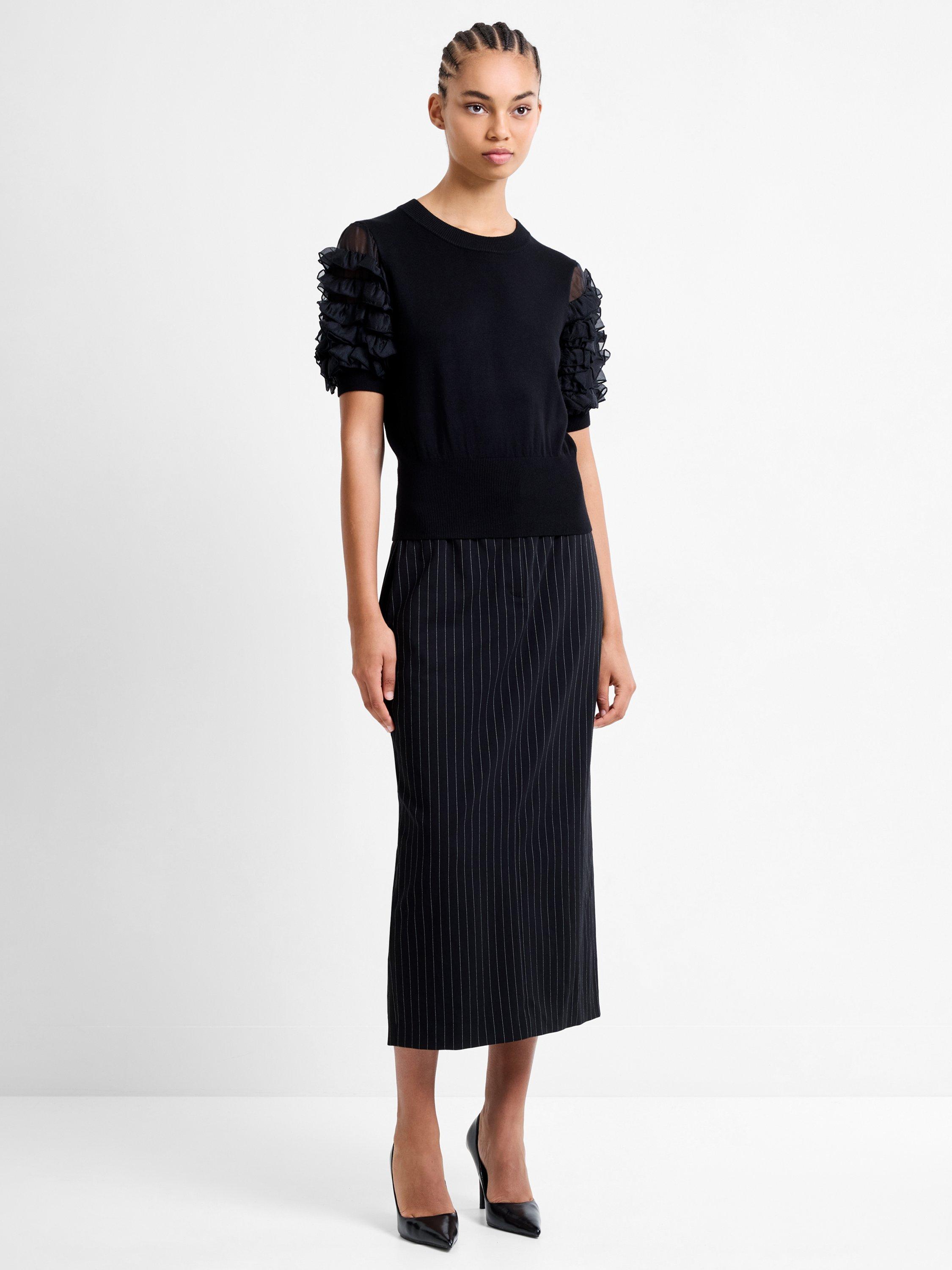Product image 3 of 5, which shows French Connection Krista Ruffle Sleeve Top, Blackout, XS