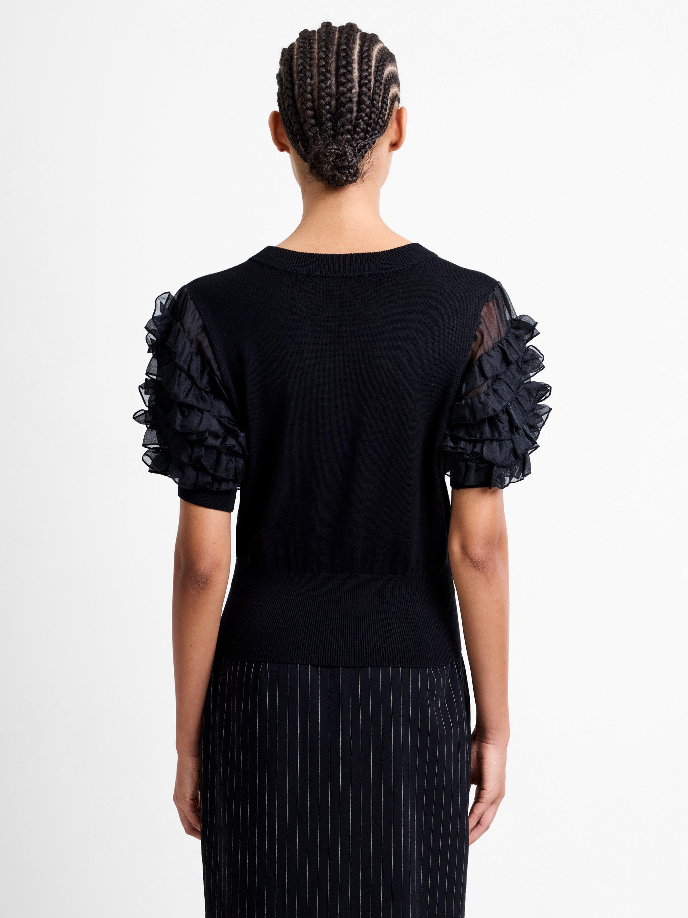 Product image 4 of 5, which shows French Connection Krista Ruffle Sleeve Top, Blackout, XS