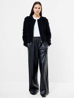 French Connection Mali Fringed Knit Jacket, Black - view 2, Black