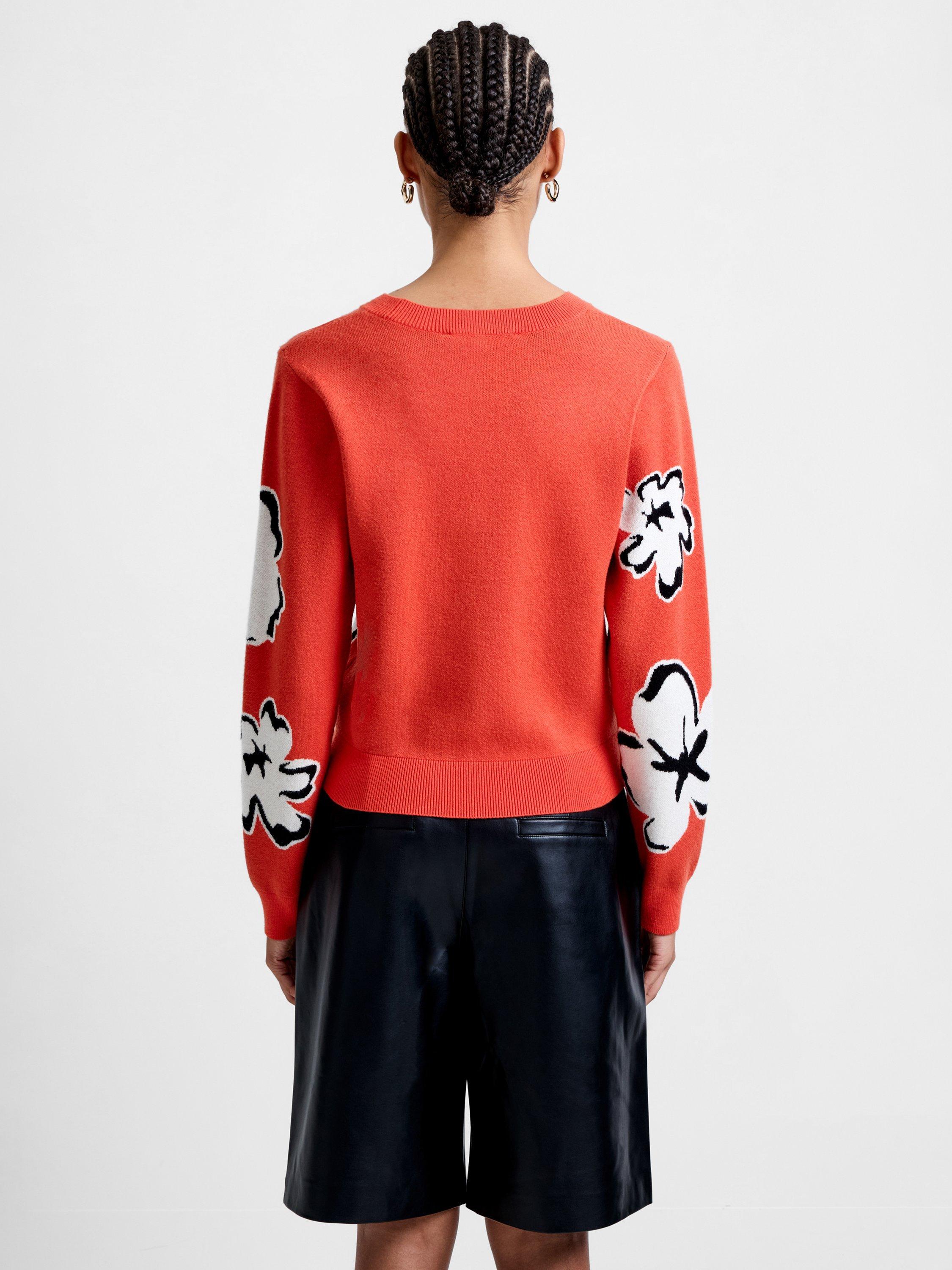 Product image 4 of 5, which shows French Connection Paislee Floral Jacquard Jumper, Orange/Multi, XS