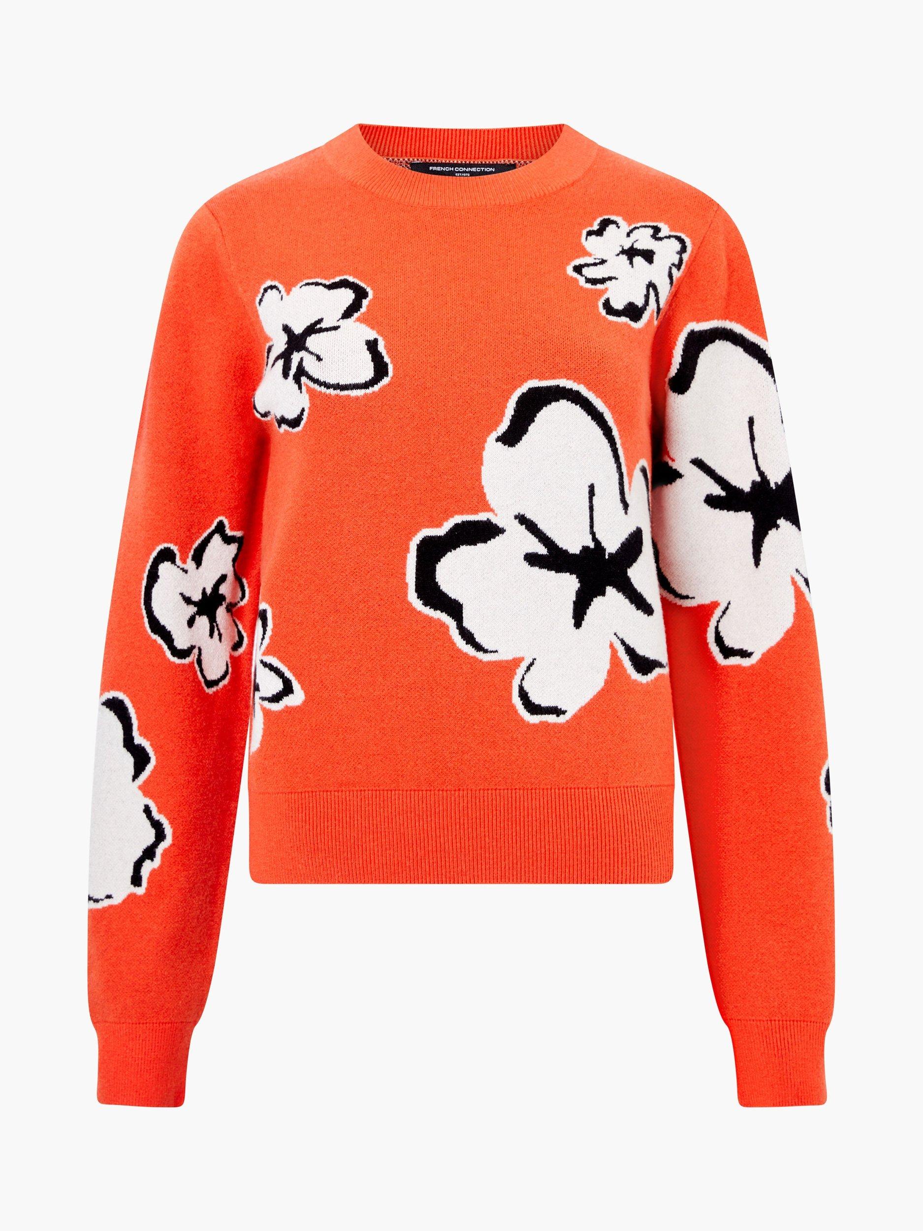 Product image 5 of 5, which shows French Connection Paislee Floral Jacquard Jumper, Orange/Multi, XS