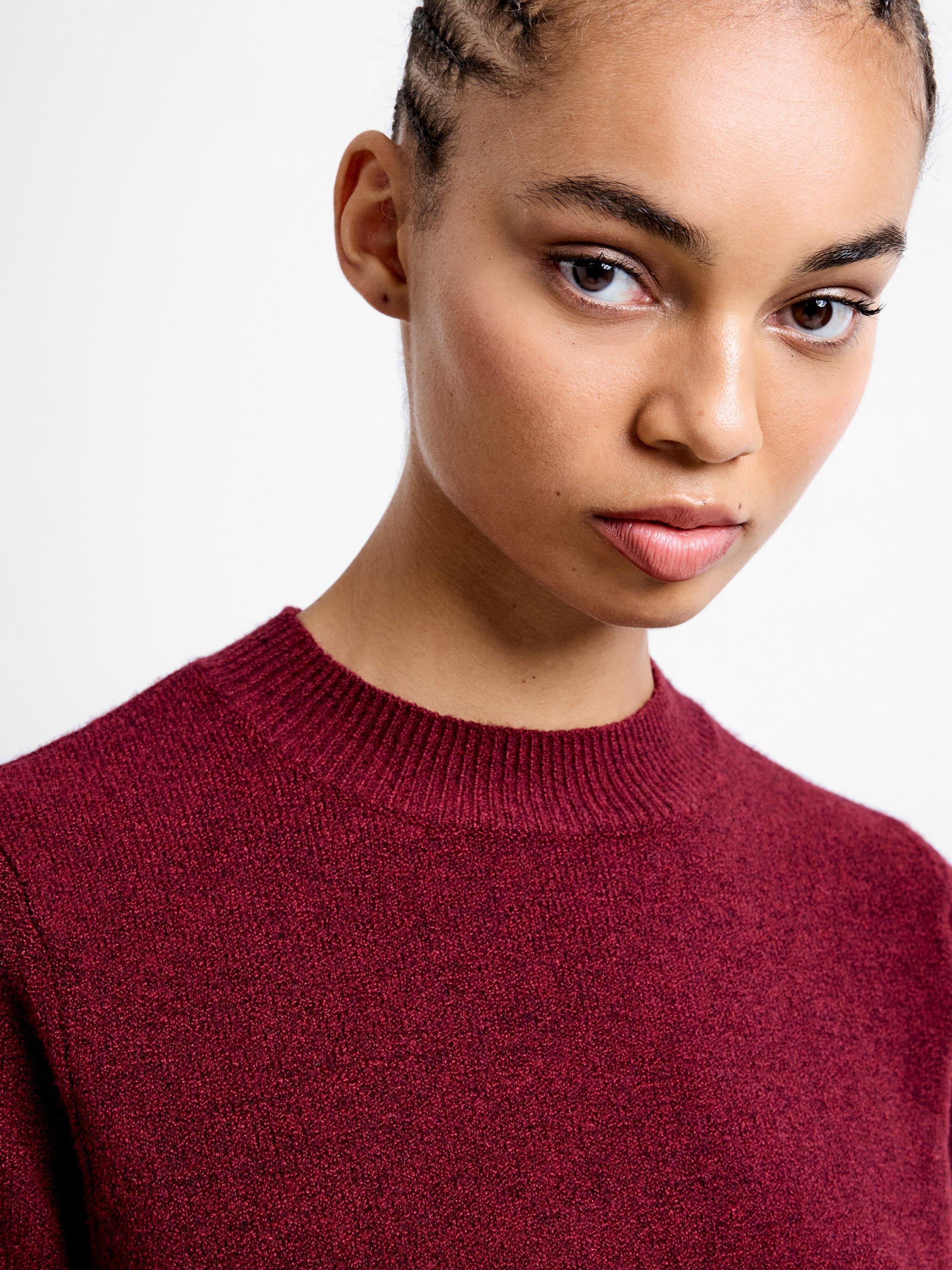 Product image 3 of 5, which shows French Connection Vhari Mock Neck Knit Top, Cabernet, XS