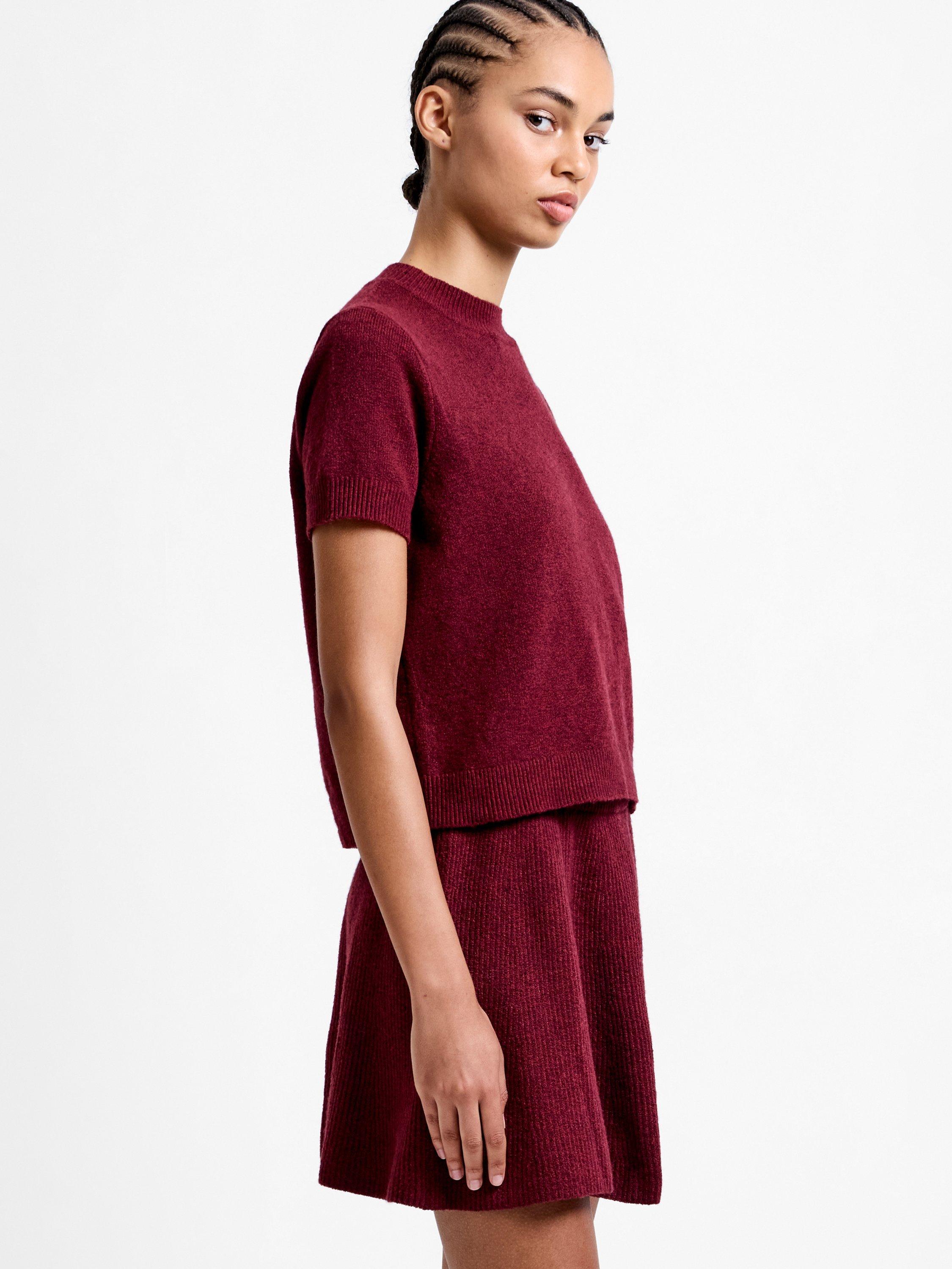 Product image 2 of 5, which shows French Connection Vhari Mock Neck Knit Top, Cabernet, XS