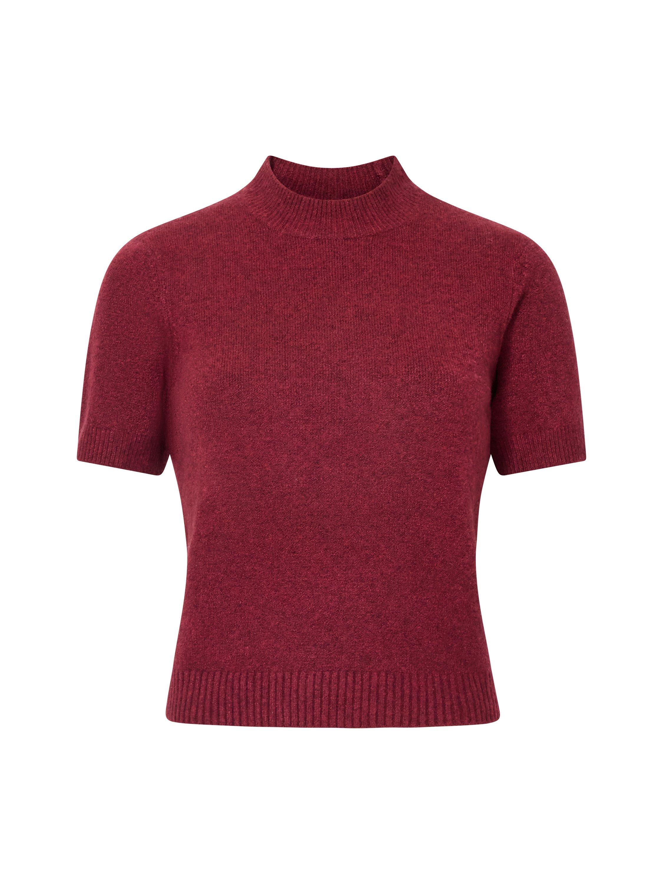 Product image 5 of 5, which shows French Connection Vhari Mock Neck Knit Top, Cabernet, XS