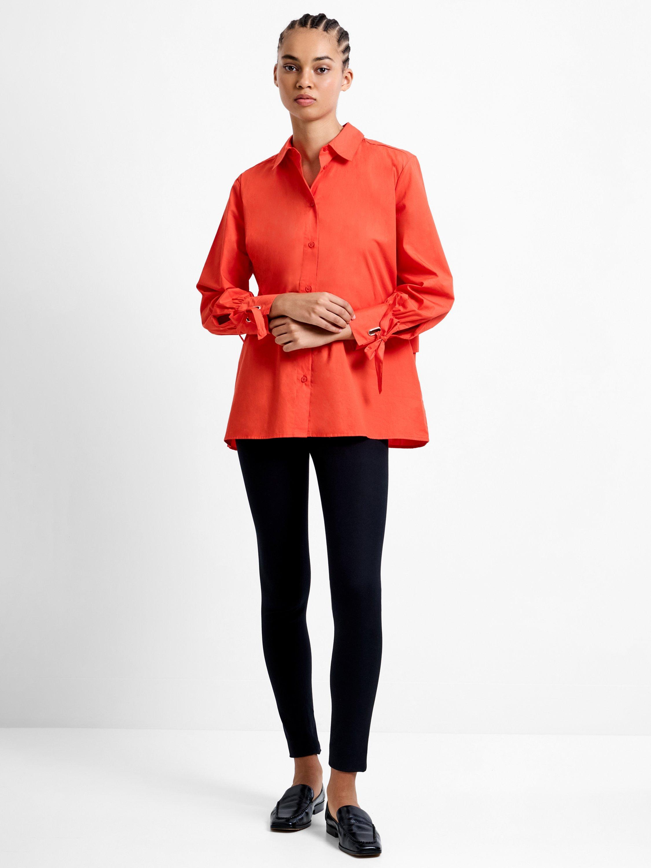 Product image 4 of 5, which shows French Connection Cambria Tie Up Bow Shirt, Dark Orange, XS
