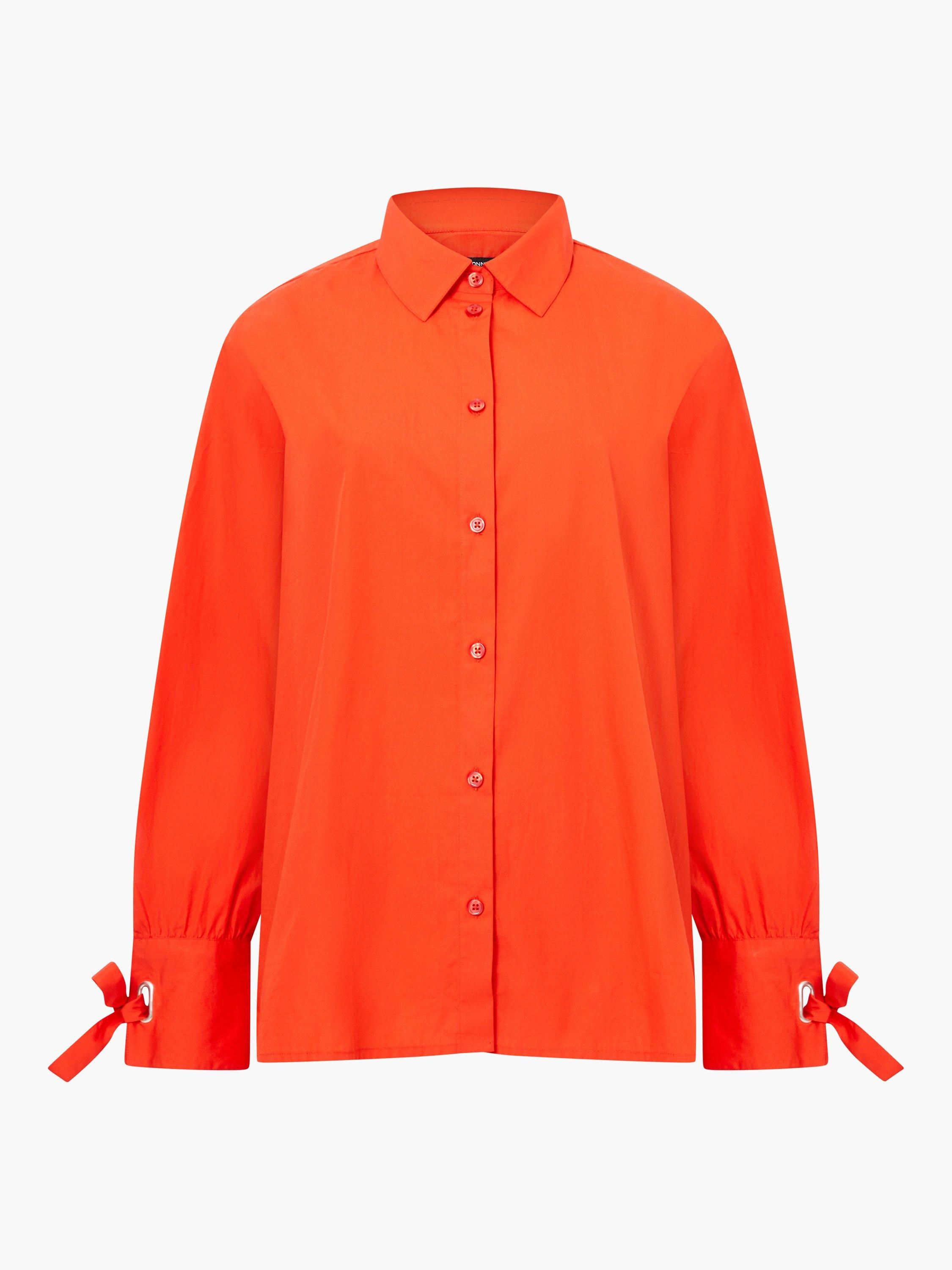Product image 5 of 5, which shows French Connection Cambria Tie Up Bow Shirt, Dark Orange, XS