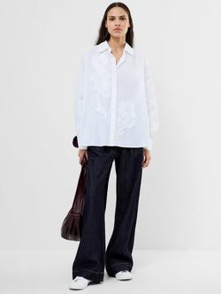 French Connection Cambria Embellished Floral Shirt, White - view 2, White