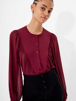 French Connection Eden Wesley Semi Sheer Shirt, Red, Red