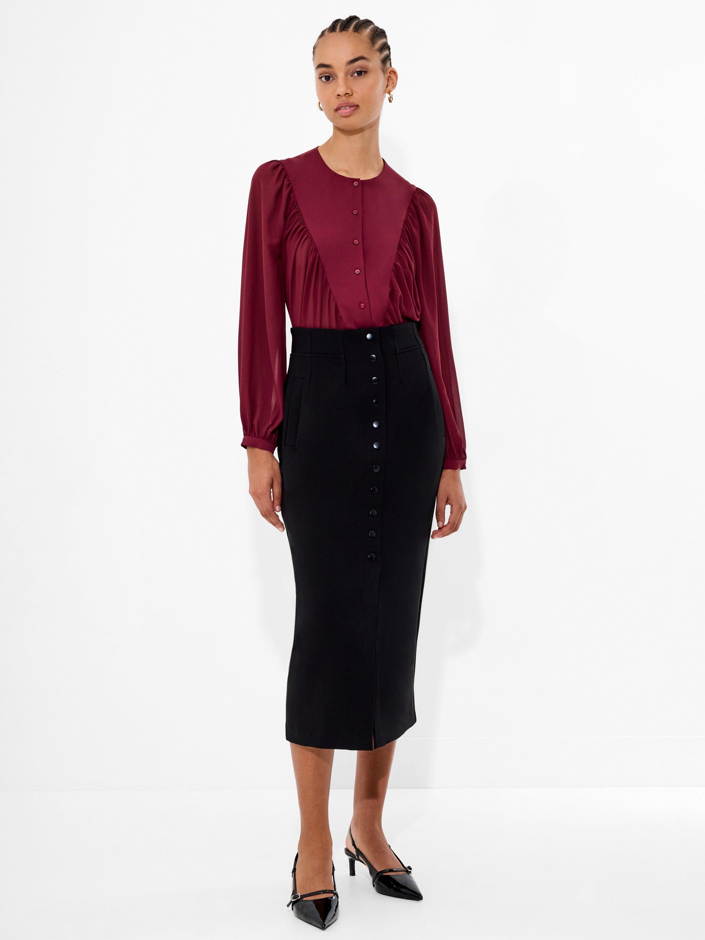 Product image 2 of 4, which shows French Connection Eden Wesley Semi Sheer Shirt, Red, 6