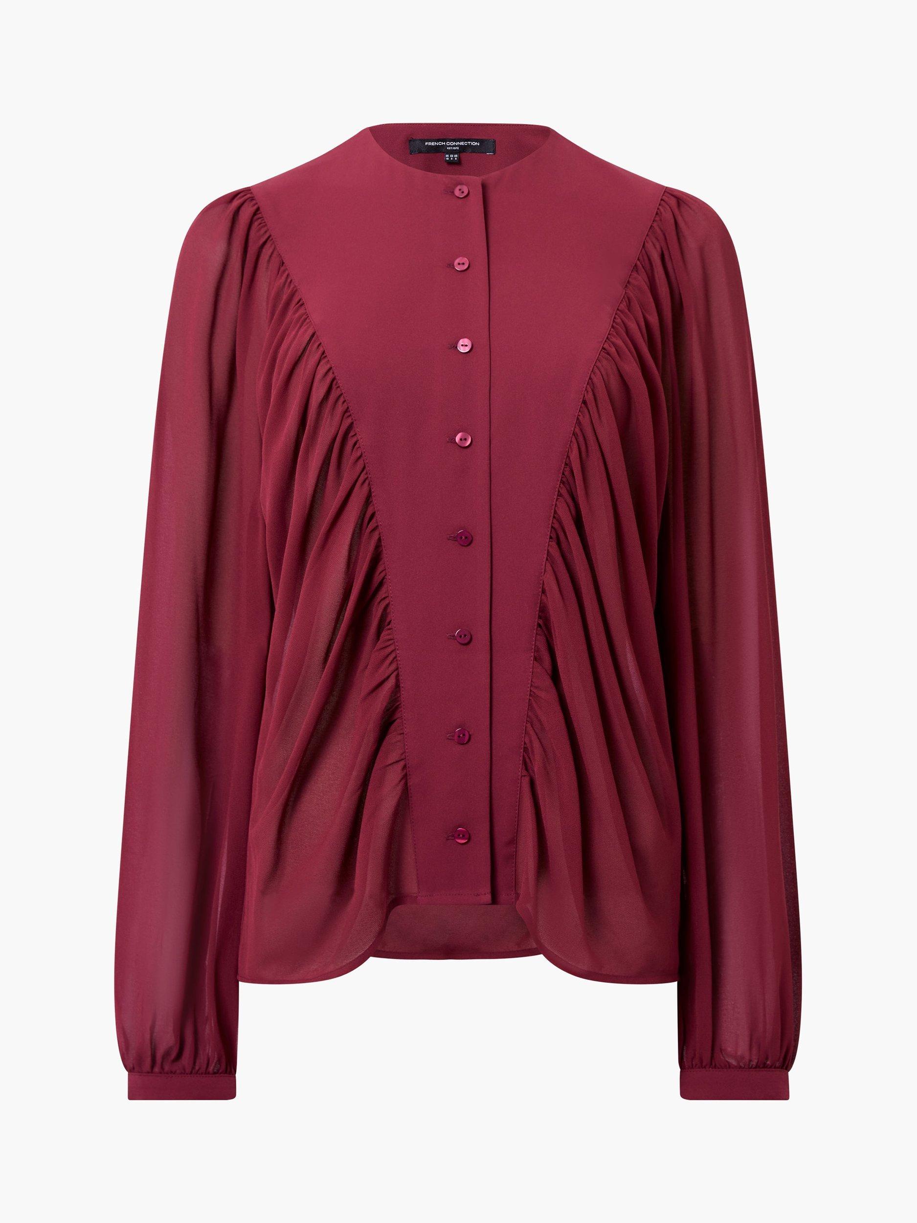 Product image 4 of 4, which shows French Connection Eden Wesley Semi Sheer Shirt, Red, 6