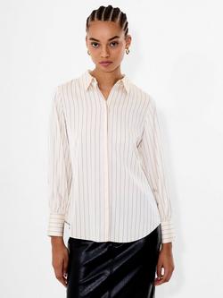 French Connection Pinstripe Satin Shirt, White/Multi, White/Multi