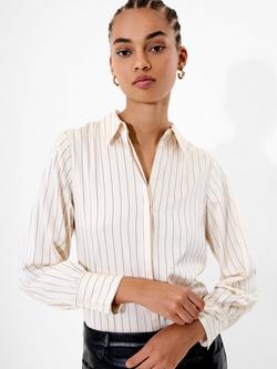 French Connection Pinstripe Satin Shirt, White/Multi - view 2, White/Multi