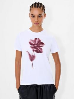 French Connection Blurred Floral T-Shirt, White/Multi, White/Multi
