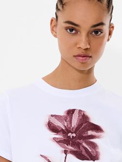French Connection Blurred Floral T-Shirt, White/Multi - view 2, White/Multi
