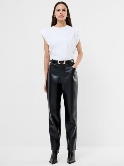 French Connection Brody Croc Faux Leather Trousers, Black, Black