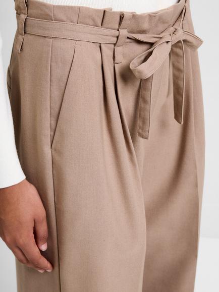 French Connection Ferri Flannel Wide Leg Trousers, Camel Brown - view 2, Camel Brown