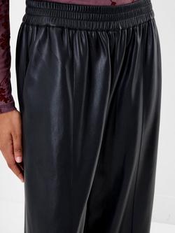 French Connection Tasher Faux Leather Wide Leg Trousers, Black - view 2, Black