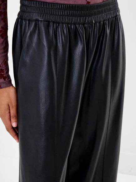 French Connection Tasher Faux Leather Wide Leg Trousers, Black - view 2, Black