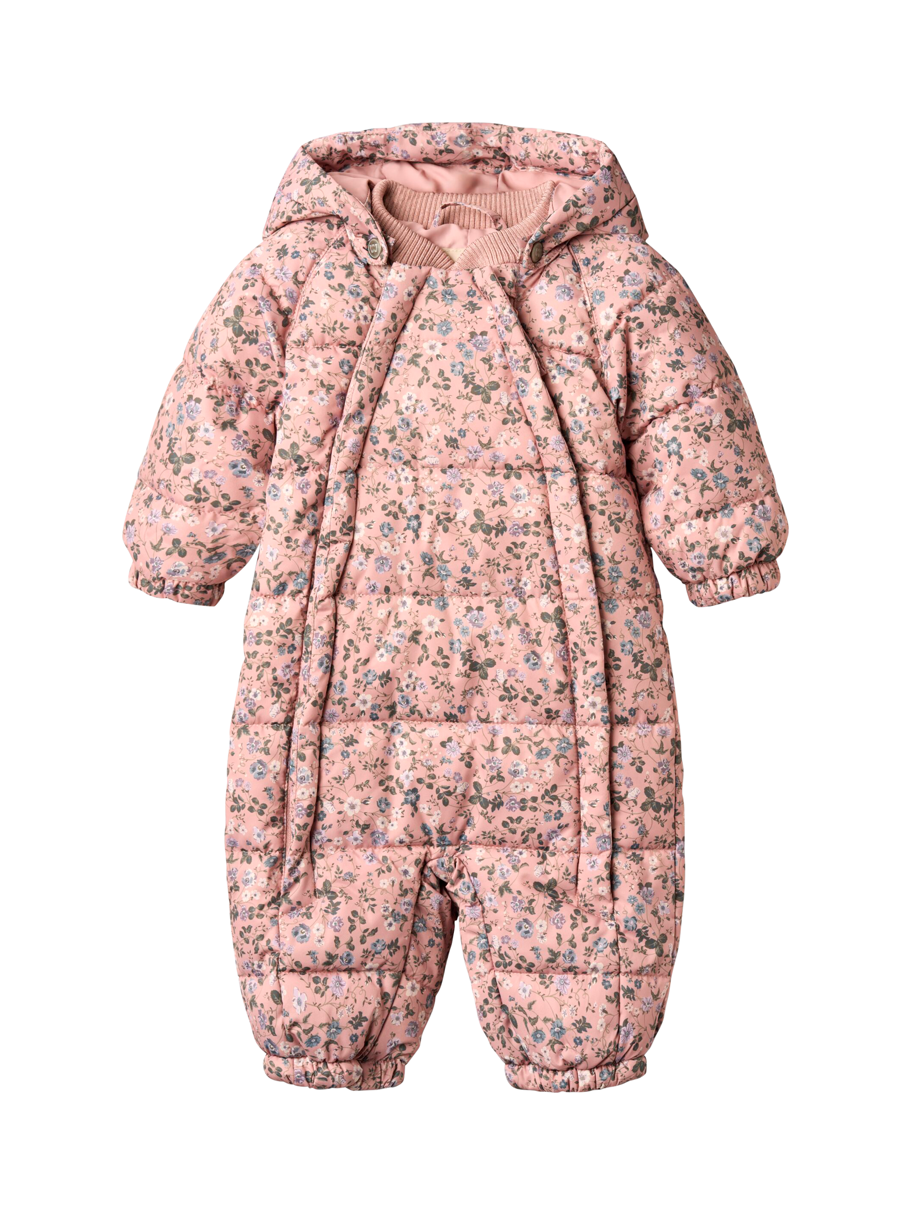 Product image 1 of 7, which shows WHEAT Baby Floral Puffer Suit, Rose Powder, 18-24 months