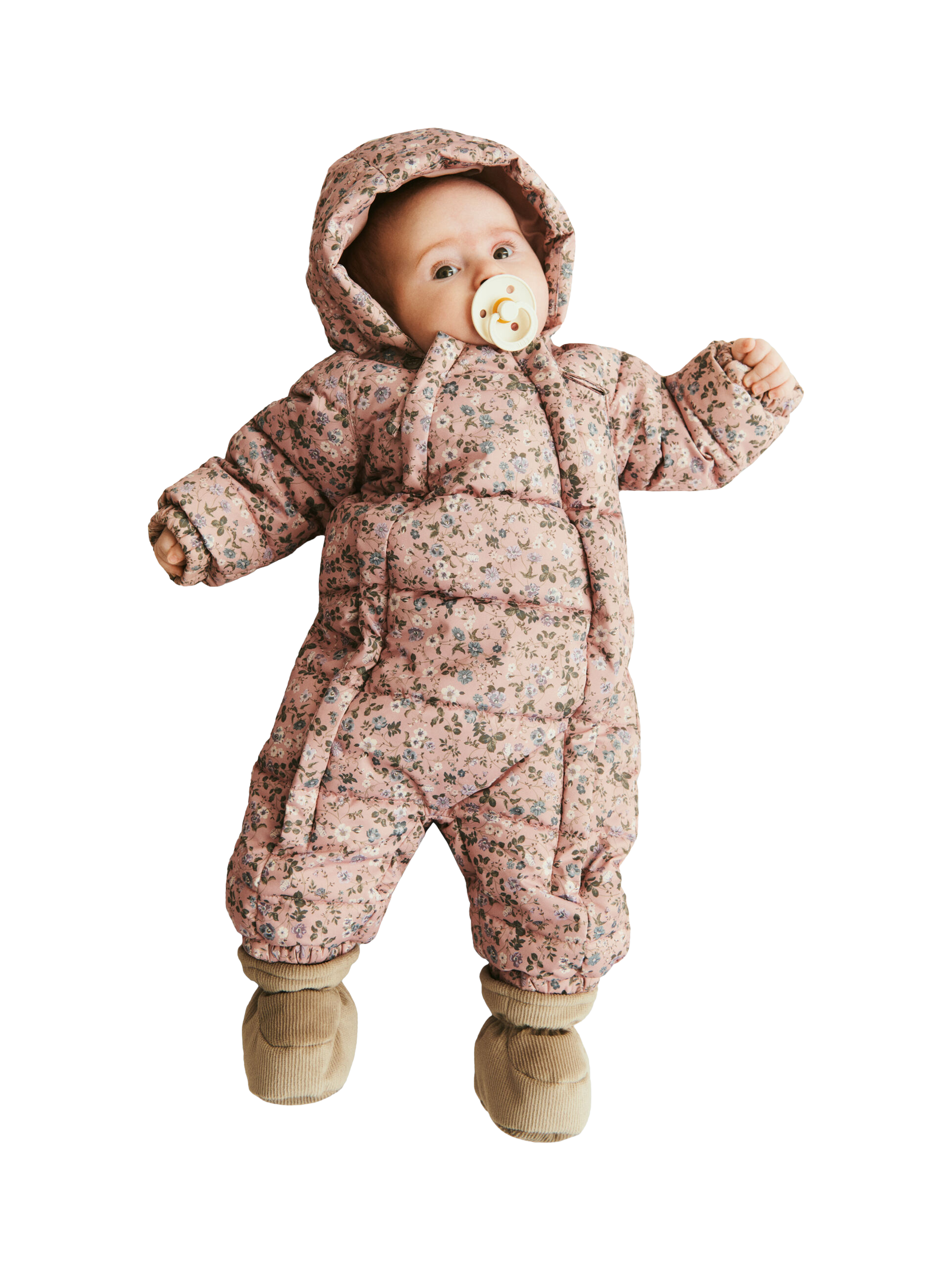 Product image 2 of 7, which shows WHEAT Baby Floral Puffer Suit, Rose Powder, 18-24 months