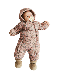 WHEAT Baby Floral Puffer Suit - view 2, Rose Powder