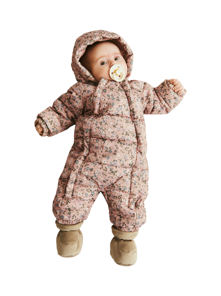 WHEAT Baby Floral Puffer Suit - view 2, Rose Powder