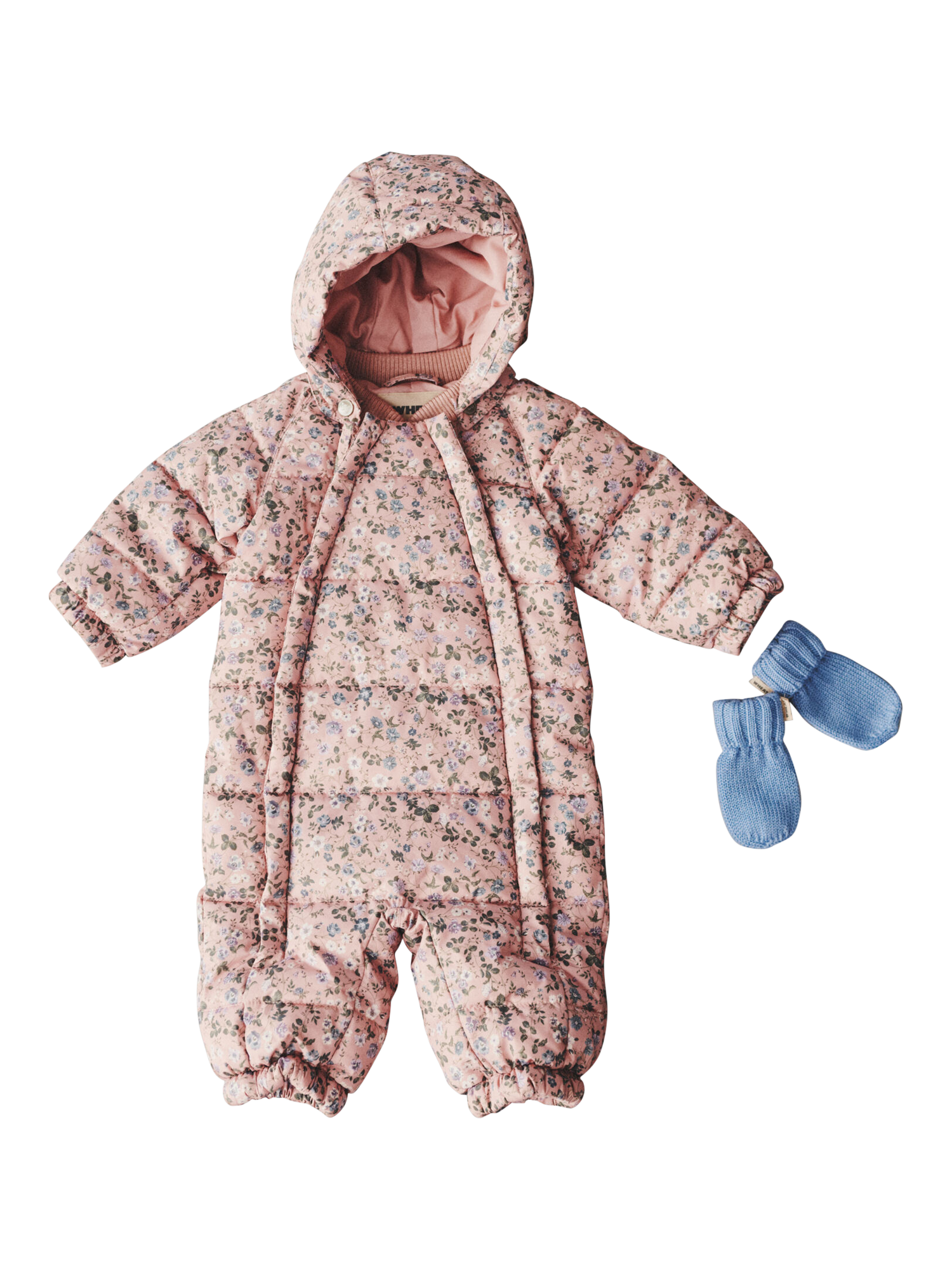 Product image 3 of 7, which shows WHEAT Baby Floral Puffer Suit, Rose Powder, 18-24 months