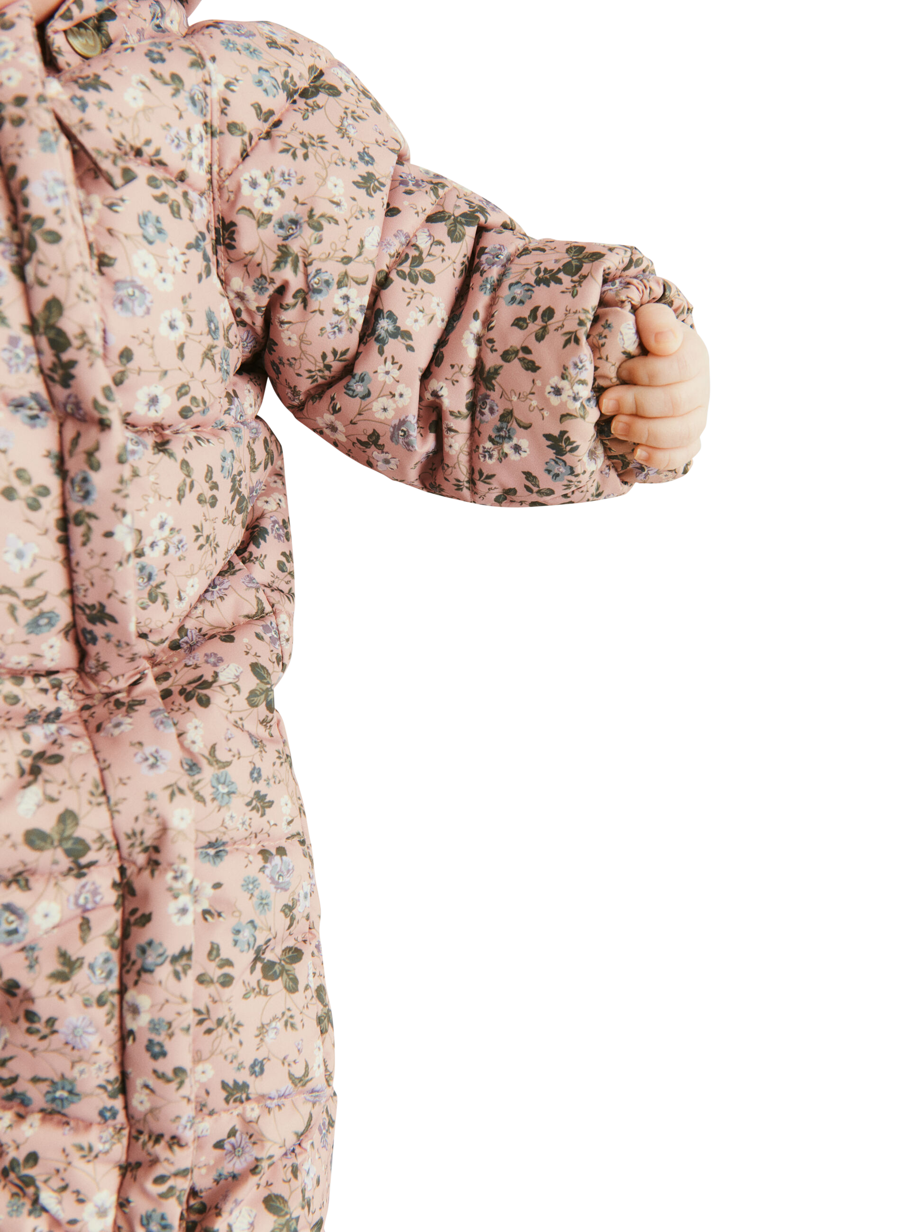 Product image 4 of 7, which shows WHEAT Baby Floral Puffer Suit, Rose Powder, 18-24 months