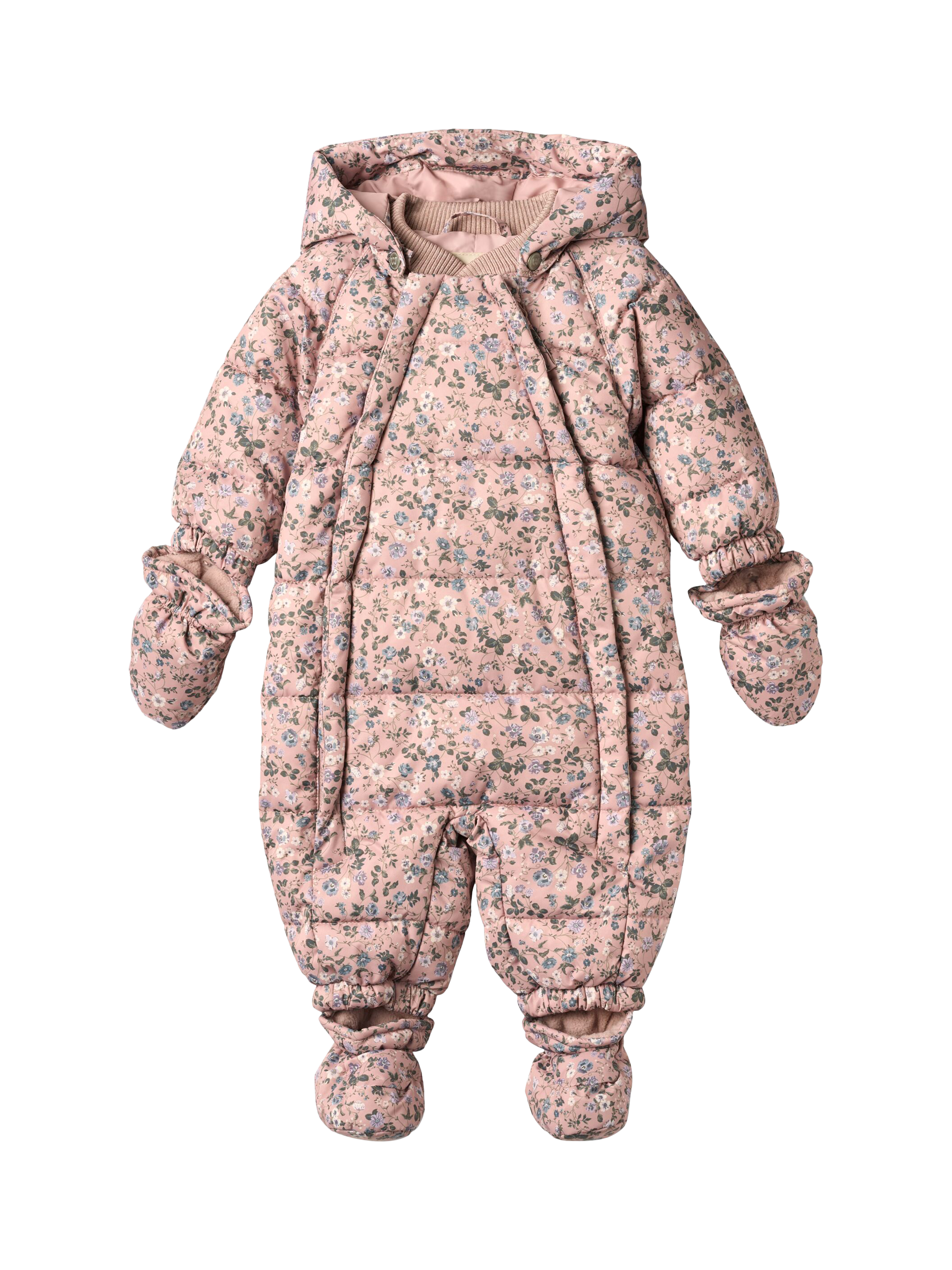 Product image 7 of 7, which shows WHEAT Baby Floral Puffer Suit, Rose Powder, 18-24 months