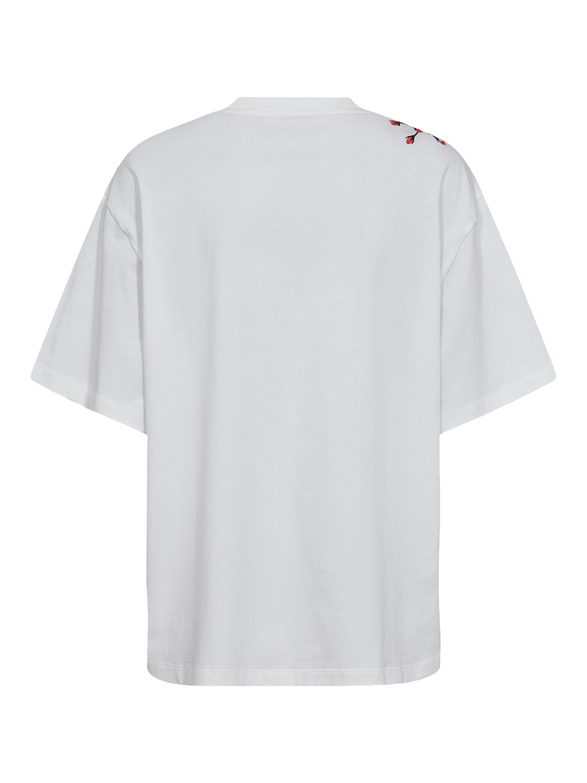 Product image 2 of 3, which shows A-VIEW Flower Shoulder T-Shirt, White, 8